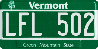 VT license plate LFL502