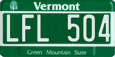 VT license plate LFL504