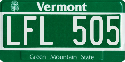 VT license plate LFL505