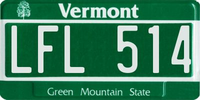 VT license plate LFL514
