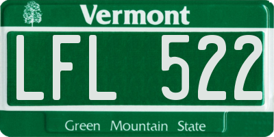 VT license plate LFL522