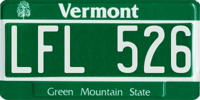 VT license plate LFL526
