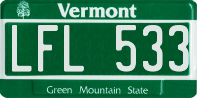 VT license plate LFL533