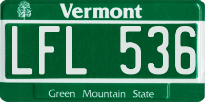 VT license plate LFL536