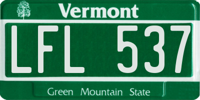 VT license plate LFL537