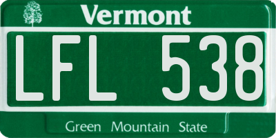 VT license plate LFL538