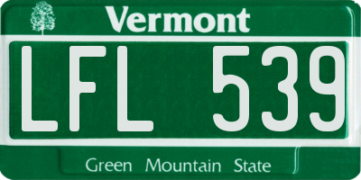 VT license plate LFL539
