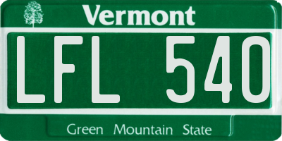 VT license plate LFL540