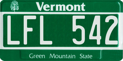 VT license plate LFL542
