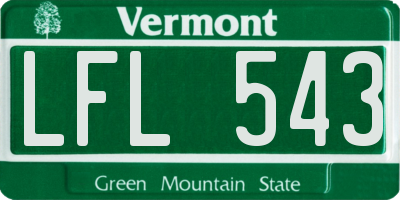 VT license plate LFL543