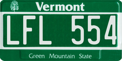 VT license plate LFL554