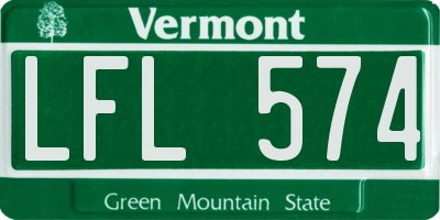 VT license plate LFL574
