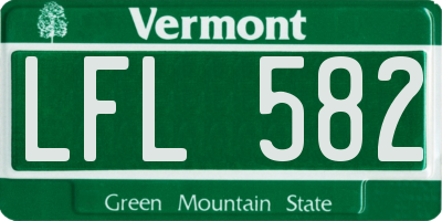 VT license plate LFL582
