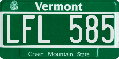 VT license plate LFL585