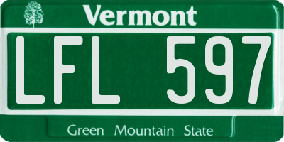 VT license plate LFL597