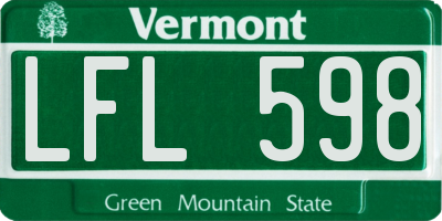 VT license plate LFL598