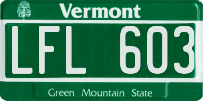 VT license plate LFL603