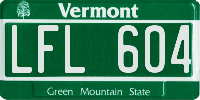 VT license plate LFL604