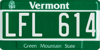 VT license plate LFL614