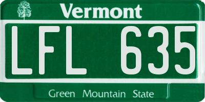 VT license plate LFL635
