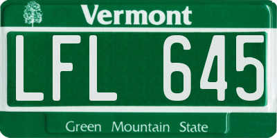 VT license plate LFL645