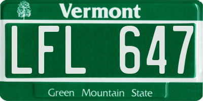 VT license plate LFL647