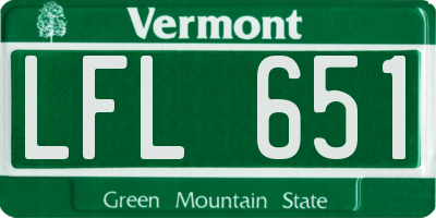 VT license plate LFL651