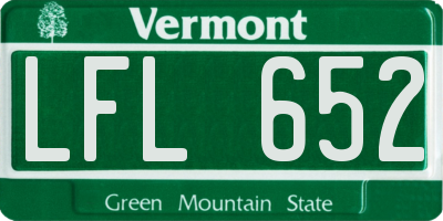 VT license plate LFL652