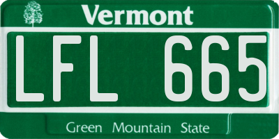 VT license plate LFL665