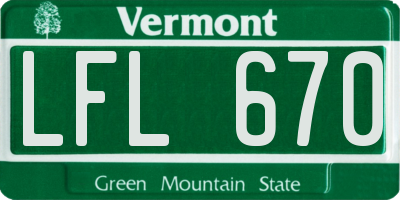 VT license plate LFL670