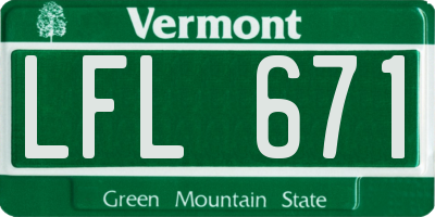 VT license plate LFL671