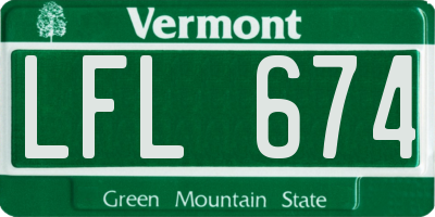 VT license plate LFL674