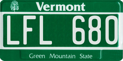 VT license plate LFL680