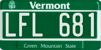 VT license plate LFL681