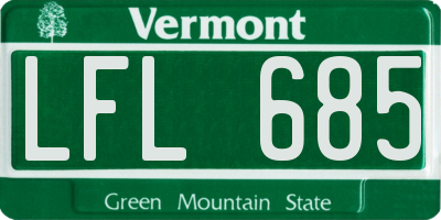 VT license plate LFL685