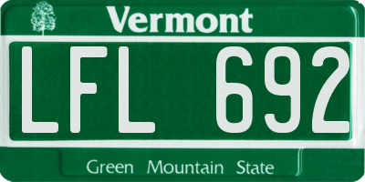 VT license plate LFL692