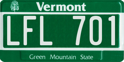 VT license plate LFL701