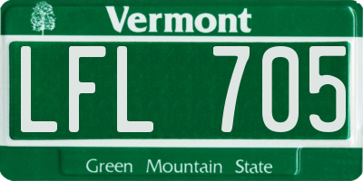 VT license plate LFL705