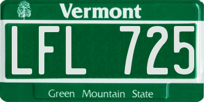 VT license plate LFL725