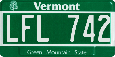 VT license plate LFL742
