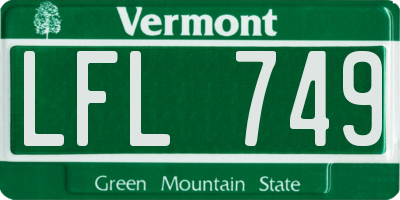 VT license plate LFL749