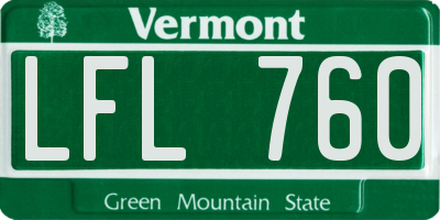VT license plate LFL760