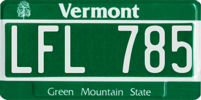 VT license plate LFL785