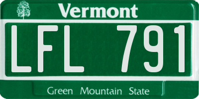 VT license plate LFL791