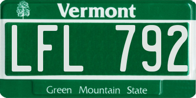 VT license plate LFL792
