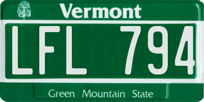 VT license plate LFL794