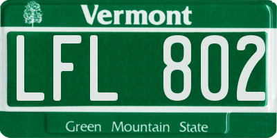 VT license plate LFL802