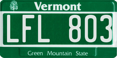 VT license plate LFL803