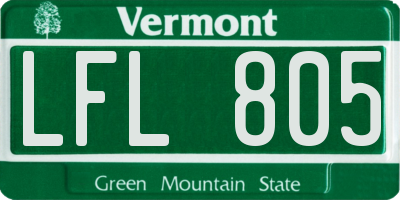 VT license plate LFL805