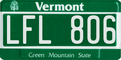 VT license plate LFL806